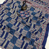 Seraphic Navy Blue Ajrakh Printed Gajji Soft Silk Saree With Snazzy Blouse Piece