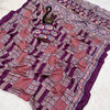 Panoply Purple Ajrakh Printed Gajji Soft Silk Saree With Resplendent Blouse Piece