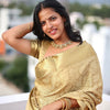 Lagniappe Golden Soft Tissue Silk Saree With Petrichor Blouse Piece