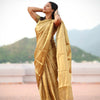 Lagniappe Golden Soft Tissue Silk Saree With Petrichor Blouse Piece
