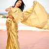Lagniappe Golden Soft Tissue Silk Saree With Petrichor Blouse Piece