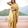 Lagniappe Golden Soft Tissue Silk Saree With Petrichor Blouse Piece