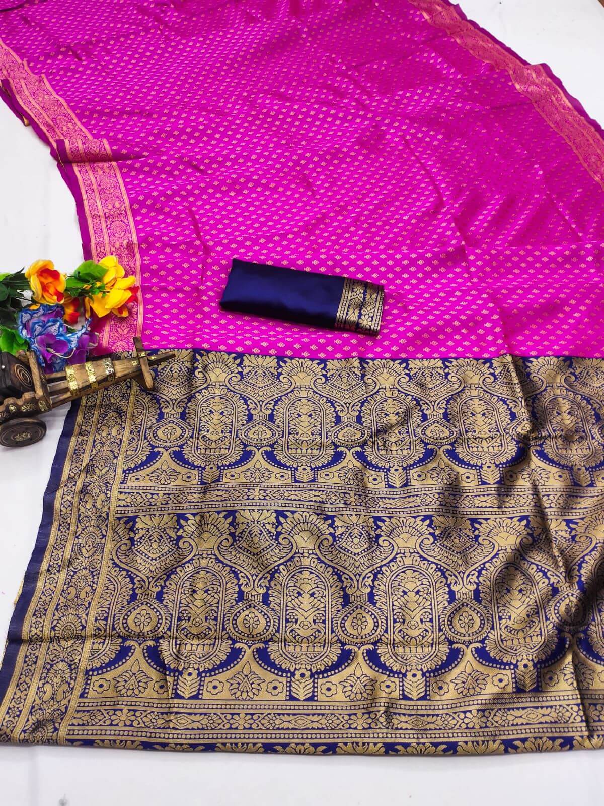 Sizzling Dark Pink Soft Silk Saree With Phenomenal Blouse Piece