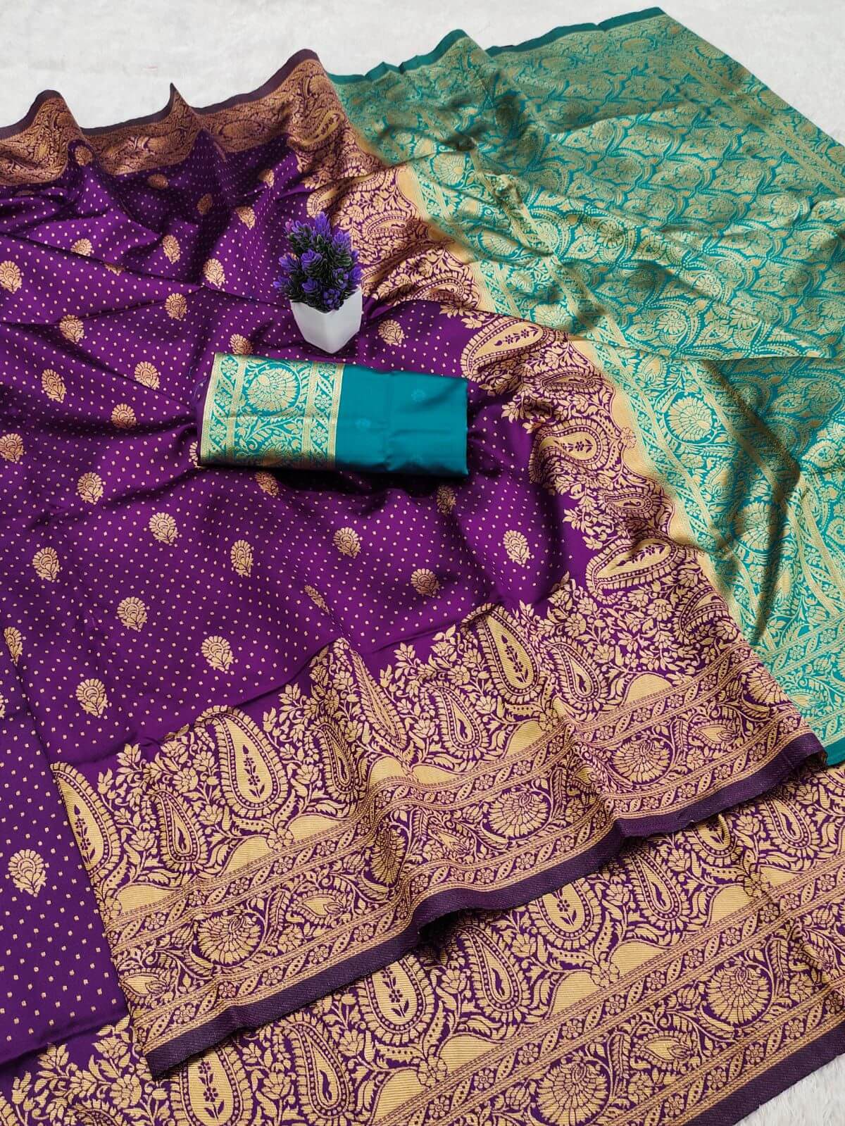 Captivating Purple Soft Silk Saree With Vivacious Blouse Piece