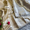 Fancifull Beige Soft Tissue Silk Saree With Classy Blouse Piece