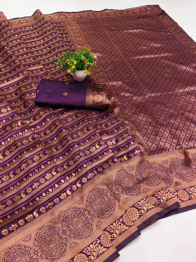 Amazing Purple Soft Silk Saree With Divine Blouse Piece