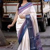 Capricious Beige Digital Printed Dola Silk Saree With Prettiest Blouse Piece