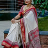 Pretty Beige Digital Printed Dola Silk Saree With Alluring Blouse Piece