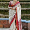 Pretty Beige Digital Printed Dola Silk Saree With Alluring Blouse Piece