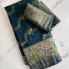 Sonorous Rama Soft Banarasi Silk Saree With Supernal Blouse Piece