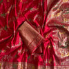 Dalliance Red Soft Banarasi Silk Saree With Posh Blouse Piece