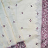 Desultory Off White Embroidery Work Tussar Silk Saree With Vibrant Blouse Piece