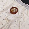 Demanding Off White Embroidery Work Tussar Silk Saree With Rhapsody Blouse Piece