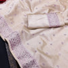 Incredible Off White Embroidery Work Tussar Silk Saree With Traditional Blouse Piece