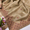 Quintessential Beige Embroidery Work Tussar Silk Saree With Flamboyant Blouse Piece