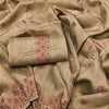 Quintessential Beige Embroidery Work Tussar Silk Saree With Flamboyant Blouse Piece