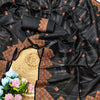 Elegant Black Embroidery Work Tussar Silk Saree With Gorgeous Blouse Piece
