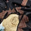 Elegant Black Embroidery Work Tussar Silk Saree With Gorgeous Blouse Piece