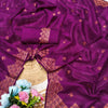 Prettiest Purple Embroidery Work Tussar Silk Saree With Lovely Blouse Piece
