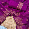 Prettiest Purple Embroidery Work Tussar Silk Saree With Lovely Blouse Piece
