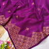 Prettiest Purple Embroidery Work Tussar Silk Saree With Lovely Blouse Piece