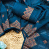 Luminous Teal Blue Embroidery Work Tussar Silk Saree With Stunner Blouse Piece