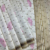Resplendent Off White Embroidery Work Tussar Silk Saree With Alluring Blouse Piece