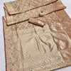Most Stunning Beige Soft Banarasi Silk Saree With Beautiful Blouse Piece