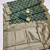Winsome Dark Green Soft Banarasi Silk Saree With Twirling Blouse Piece