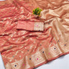 Sonorous Peach Soft Banarasi Silk Saree With Prodigal Blouse Piece