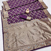 Posh Purple Soft Banarasi Silk Saree With Demesne Blouse Piece