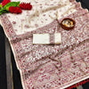 Forbearance Off White Embroidery Work Tussar Silk Saree With Dalliance Blouse Piece