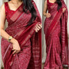 Mesmeric Maroon Digital Printed Dola Silk Saree With Arresting Blouse Piece