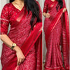 Sizzling Red Digital Printed Dola Silk Saree With Lovely Blouse Piece