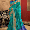 Artistic Turquoise Soft Banarasi Silk Saree With Beautiful  Blouse Piece