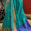 Artistic Turquoise Soft Banarasi Silk Saree With Beautiful  Blouse Piece