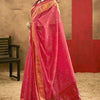 Ideal Dark Pink Soft Banarasi Silk Saree With Impressive Blouse Piece