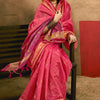 Ideal Dark Pink Soft Banarasi Silk Saree With Impressive Blouse Piece