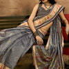 Flameboyant Grey Soft Banarasi Silk Saree With Diaphanous Blouse Piece