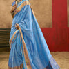 Pleasurable Firozi Soft Banarasi Silk Saree With Dazzling Blouse Piece