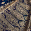 Royal Blue Banarasi Silk Saree with Gold Zari Circular Medallion Motifs & Heavy Floral Border