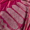 Rani Pink Banarasi Silk Saree with Silver Zari Buti & Elegant Woven Border