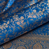 Royal Blue Banarasi Brocade Silk Saree with All-Over Golden Zari Floral Weaving