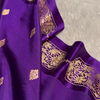 Regal Royal Purple Banarasi Silk Saree with Gold Zari Floral Buti & Ornate Pallu Design