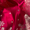 Hot Pink Banarasi Silk Saree with Silver Zari Floral Border & Delicate Buti Work