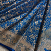 Royal Blue Banarasi Brocade Silk Saree with All-Over Golden Zari Floral Weaving