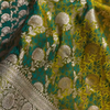 Mustard Green Banarasi Brocade Silk Saree with Rich Golden & Teal Zari Weaving