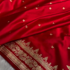 Classic Red Silk Saree with Minimal Golden Zari Butti & Elegant Border