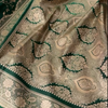 Bottle Green Banarasi Silk Saree with Heavy Gold Zari Floral Jaal & Rich Traditional Border