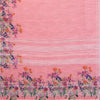 Peach Blossom Linen Cotton Saree with Delicate Floral Garden Border